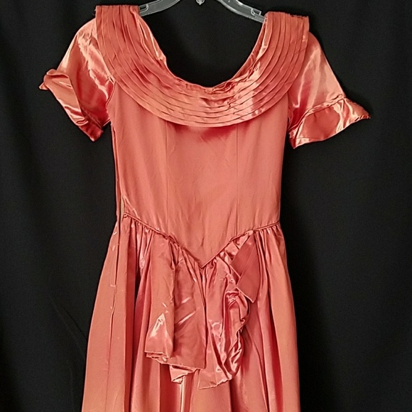 Vintage 1940s Copper Satin Ball Gown As Is Small - Picture 4 of 8